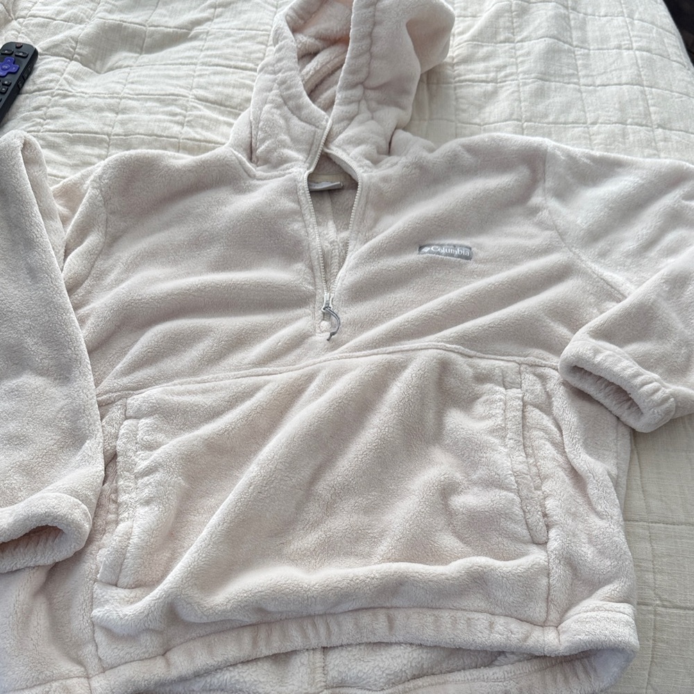 Columbia Cream Plush Half-Zip Hoodie